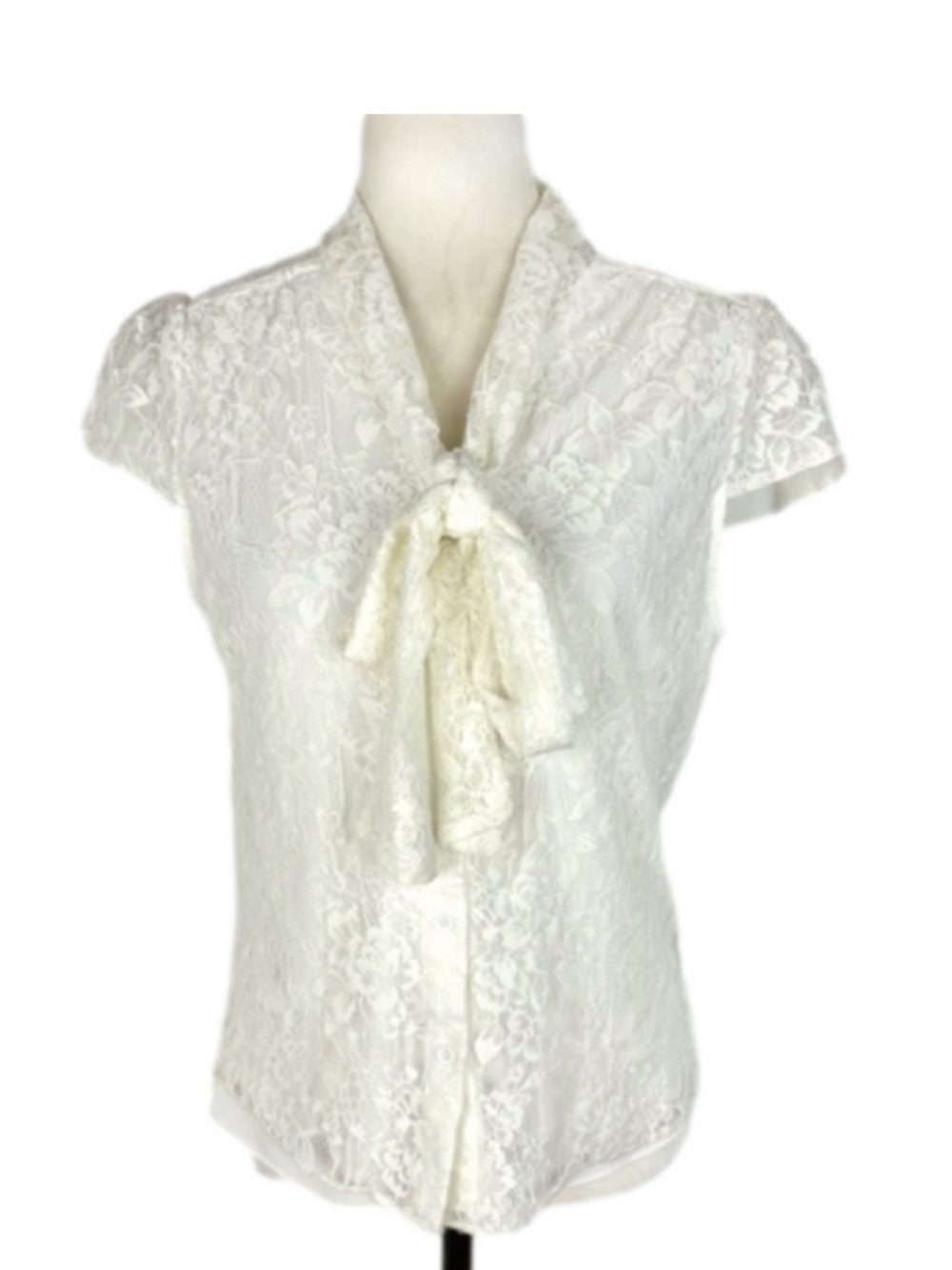 Alice + Olivia cream lace blouse